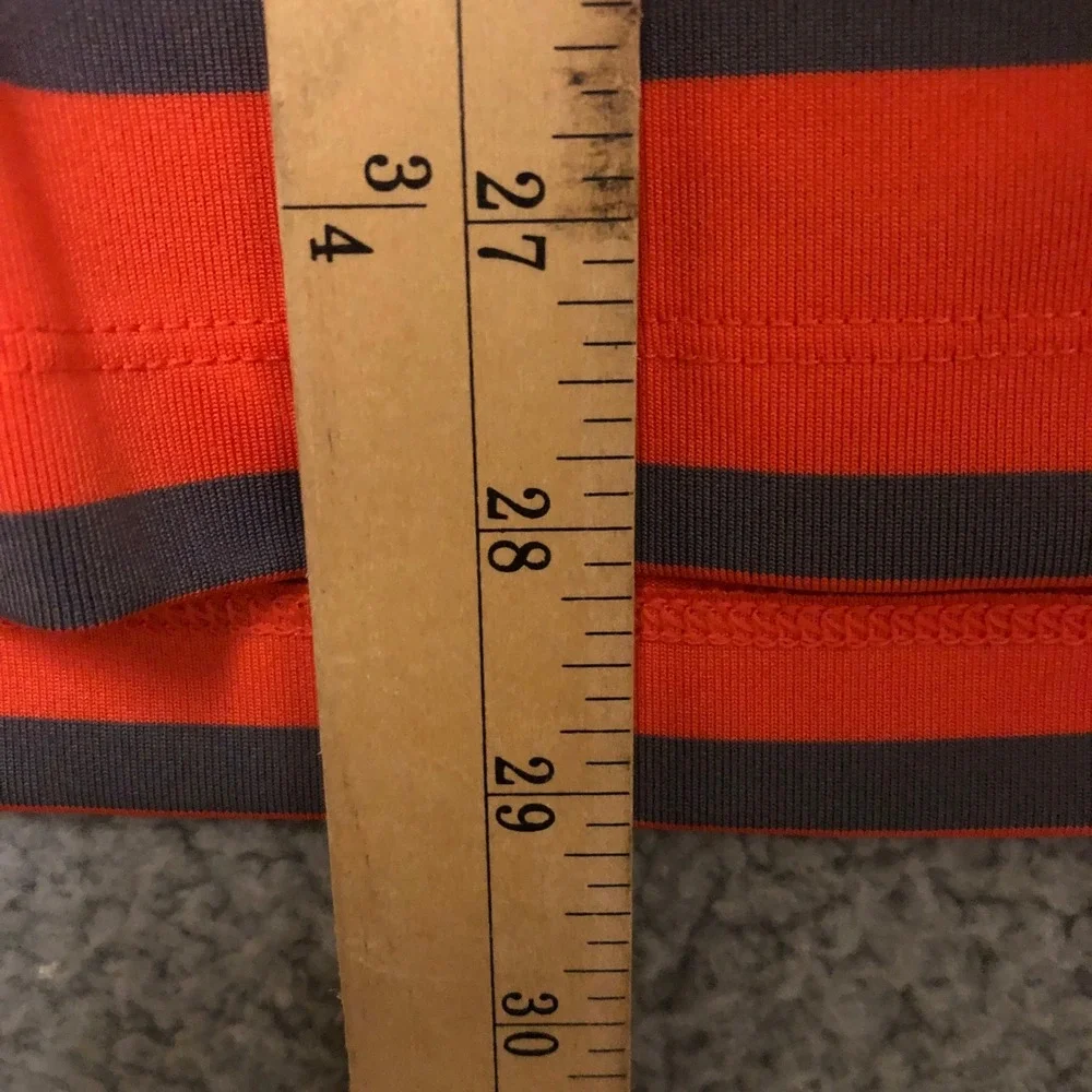Under‎ Armour Mens Medium HeatGear Polo Shirt Orange Gray Striped Golf Athletic